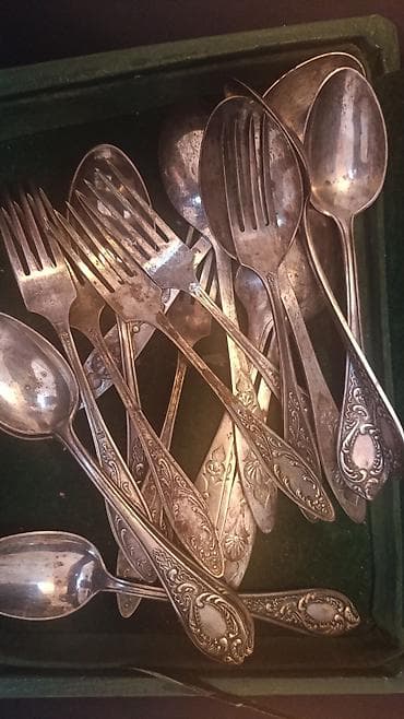 acar naboru satilir: Antik metal çəngəl–qaşıq dəsti - Klassik barok/rokoko üslubunda — 1