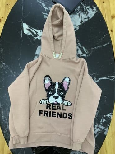 Çəngəllər: ZARA Kids kapüşonlu svitşot - Model: “REAL FRIENDS” yazılı, ön — 1