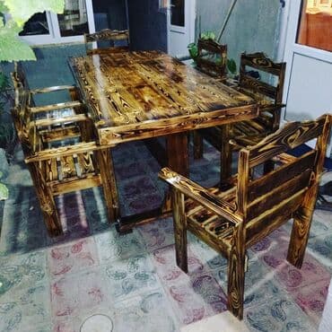 стол из массива дерева: Yeni, Kvadrat masa, 6 stul, Açılmayan, Stullar ilə, Taxta, Azərbaycan — 1