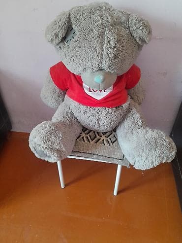 Мягкие игрушки: Böyük ölçülü peluş ayı oyuncağı - Rəng: boz, mavi burun detalı - Üst — 1