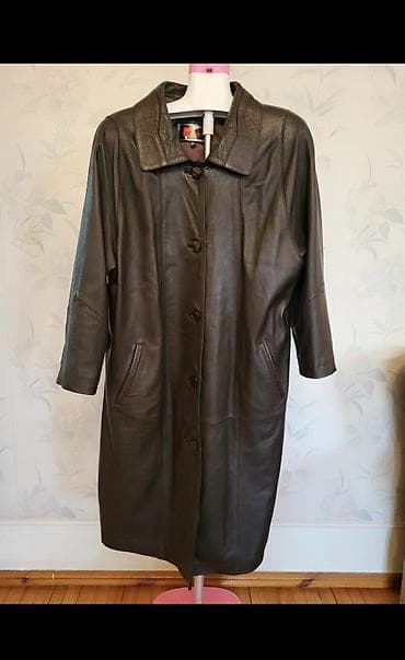 Temiz deri uzun plaş. 48-50 razmer. Reng- tünd şokalad. Geyinilib