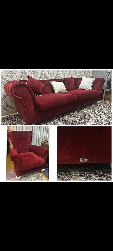 İşlənmiş, Klassik divan, 2 kreslo, Bazalı, Açılan