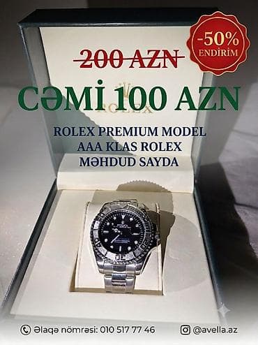 ucuz rolex saat: Yeni, Qol saatı, Rolex, rəng - Qara — 1
