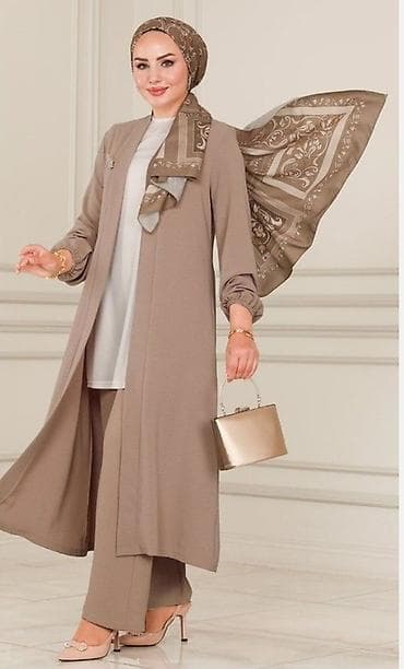 firdevs hicab: Qadınlar üçün 3 hissəli modest dəst - Tərkib: uzun açıq kardiqan, düz — 3