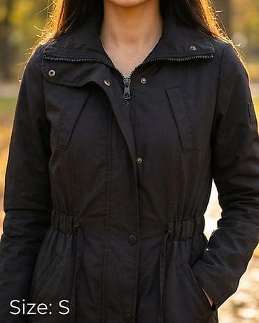 kurtka turkce: Qadın parka gödəkçə – qara rəng, ölçü: S - Bağlanma: Gizli əsas — 3