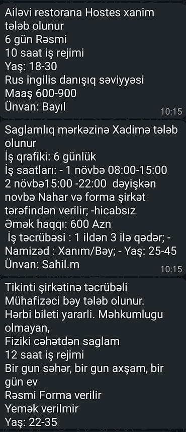 Yeni vakansiyalar var — 10