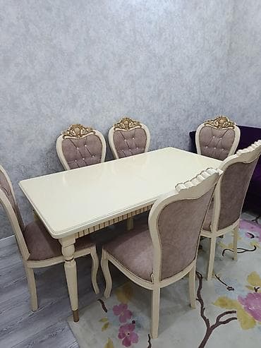 Qonaq otağı üçün, Açılan, Dördbucaq masa, 6 stul