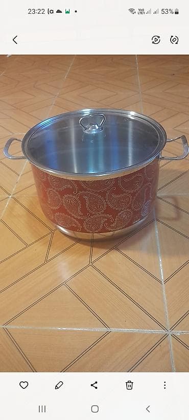 Qazan, rəng - Qırmızı, Paslanmayan polad