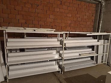 Mağaza avadanlığı: Mağaza üçün metal vitrin rəfləri - Material: möhkəm metal karkas, ağ — 3