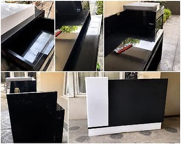 Qara-ağ resepsiyon/qarşılama masası - Ölçü: təxmini L-şəkilli kompakt — 1