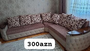 divan: Künc divan dəsti - Rəng: pastel/şabalıd tonlarında oturacaq, açıq bej — 1