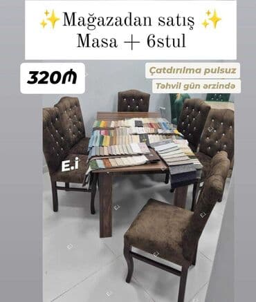 masalar ve stullar: Qonaq otağı üçün, Açılmayan, Dördbucaq masa, 4 stul — 5