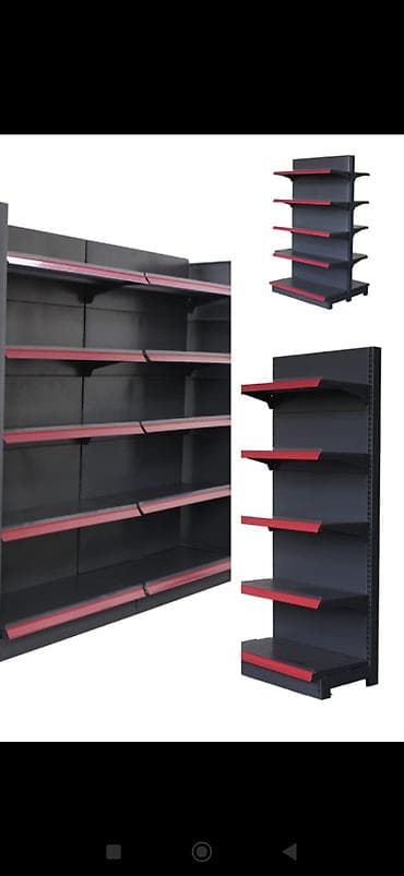 vitrin polka: Mağaza rəfi – metal konstruksiyalı, modul tipli - Material: qalın — 1