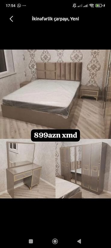 dekor ref: Yataq otağı dəsti – ikinəfərlik çarpayı, dolab, tualet masası və — 1