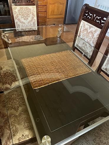 balkon masasi: Mətbəx üçün, Açılmayan, Dördbucaq masa, 6 stul — 6