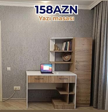 ofis dolab: Düz masa, Stulsuz, Polkalı, Siyirməli, MDF — 1