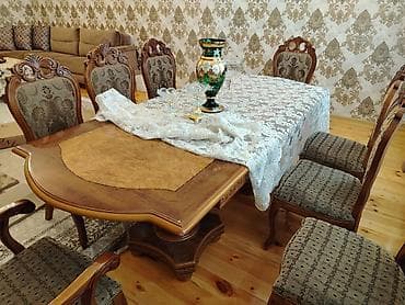 qabag stol: Qonaq otağı üçün, Açılmayan, Oval masa, 8 stul — 2