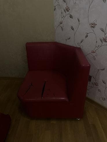 kündür: Qırmızı rəngli künc oturacaq + uzun oturacaq və ağ masa dəsti - Dəst — 1