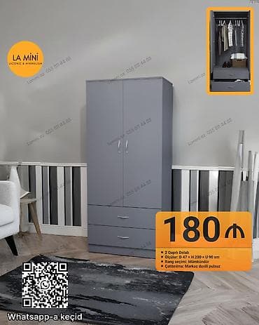 2 qapılı, Siyirməli, Boz, Açılan, Düz dolab