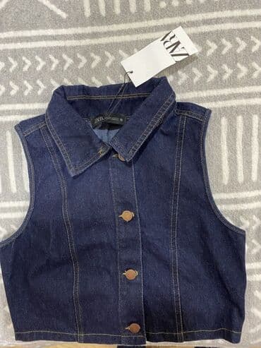 Жилеты, безрукавки: Жилет, Zara, XS, цвет - Голубой — 3