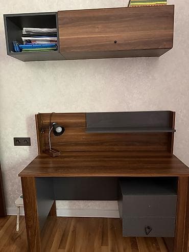 Komplekt iş masası və asma şkaf - Material: laminat/LDSP, ağac