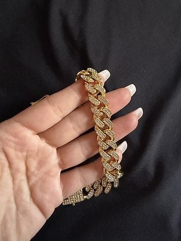 https smart ady az: Qızılı rəngli kubalı (Cuban) zəncir qolbaq Ayaqbagi - Material: qızılı — 2