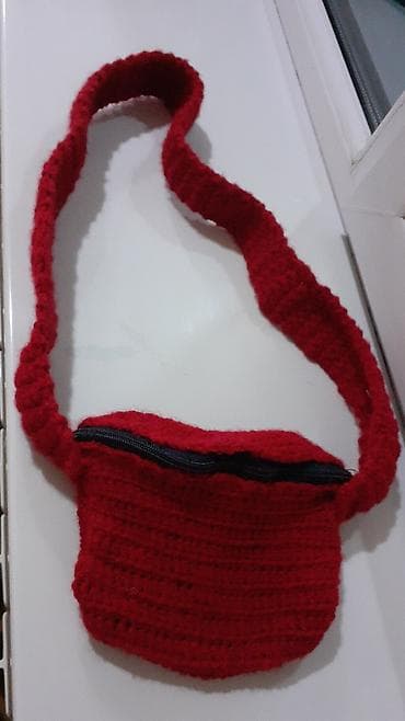 prada çanta: Qırmızı rəngli əl işi çiyin çantası - Material: qalın ipliklə — 2