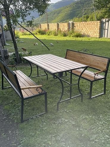 раскладной стол: Bağ üçün stol və skamya dəsti - Komplekt: 1 ədəd düzbucaqlı stol + 2 — 2