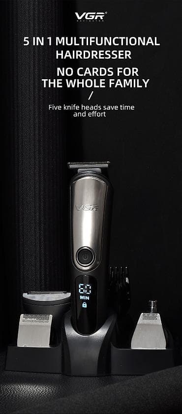 тример: VGR V 105 - 5in1 trimmer dəsti / Shaver / 600mah / İPX6 / LED Displey — 10
