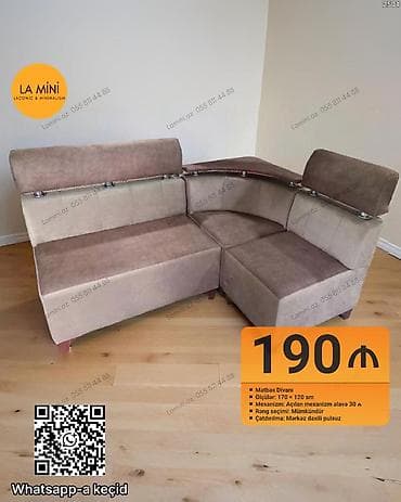 damla divan: Künc divan, Mətbəx üçün, Parça, Açılan — 1