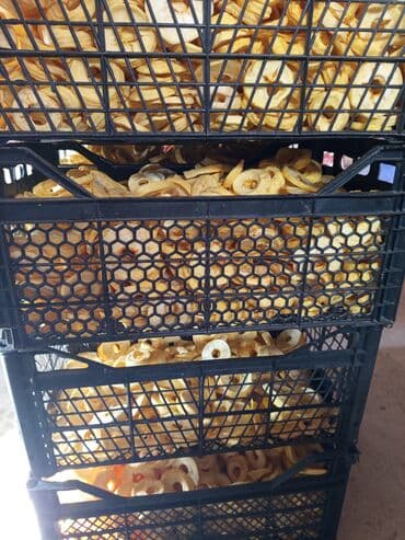 Ət və dəniz məhsulları: Qurudulmuş alma halqaları Qiymət 1kloqramı 9 manat. Yarım kiloluq — 3