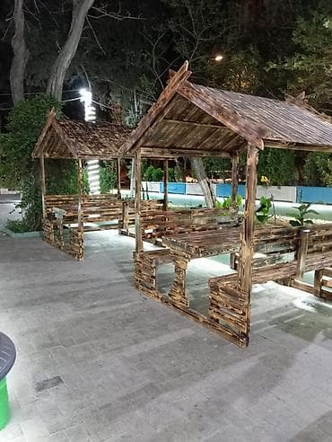 bag stullari: Taxta bağı evləri / açıq hava söhbət guşələri - Material: tam taxta — 1