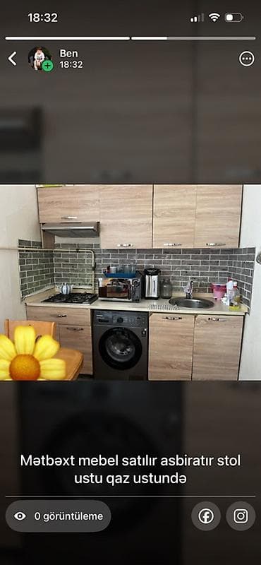 Mətbəx mebeli dəsti - Üst dolablar: açıq qəhvəyi ağac teksturalı, 3