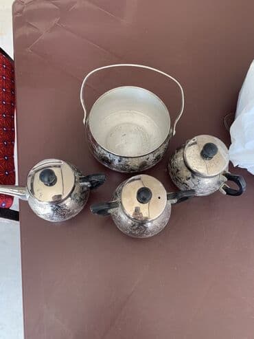 набор юного художника бишкек: Чайный набор, цвет - Серебристый, Металл, СССР — 2