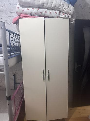 2 qapılı, Təkərli, Ağ, Açılan, Düz dolab — 2