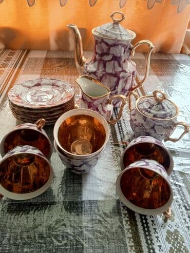 Qida məhsulları: Çay dəsti, rəng - Bənövşəyi, Farfor — 1