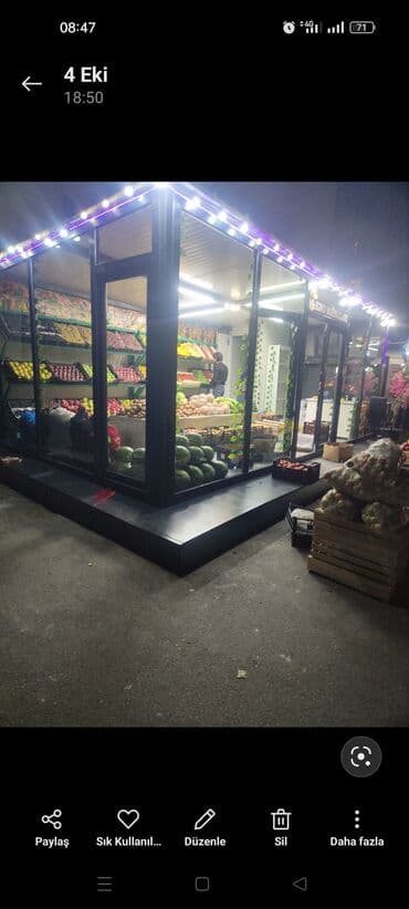 Tofas: Meyvə-tərəvəz köşkü – hazır konsept vitrinli pavilon - Şüşə fasadlı — 1