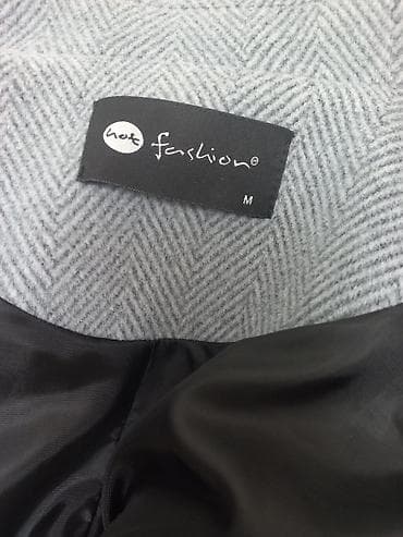 uzun kurtkalar kisi ucun: Qadın uzun palto – boz rəng, balıqqulağı (herringbone) naxışlı — 5