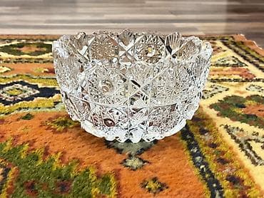 Kəsimli şüşə/kristal qab dəsti - 3 ədəd dekorativ şüşə/kristal qab -