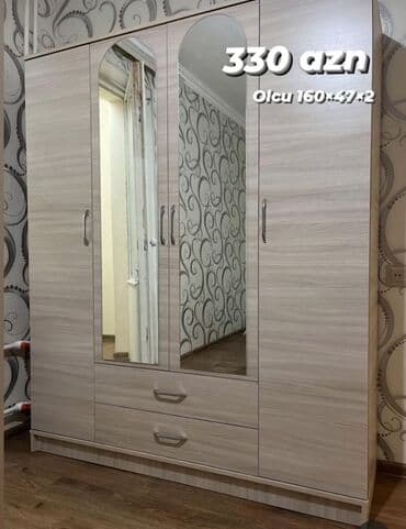 yeni dolab: Yeni, Açılan, 4 qapılı Düz dolab, Qarderob, paltar dolabı, Azərbaycan — 1