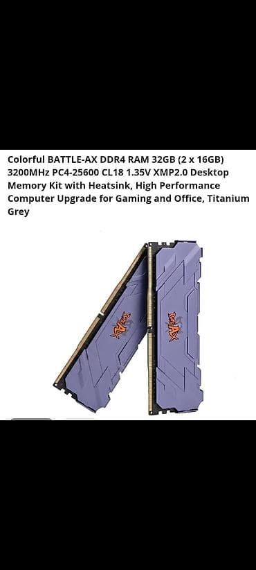 pc disk: Ram DDR4 32Gb 16x2 Kit CL18 3200 MHz Colorful B-AX Gaming Heatsink — 2