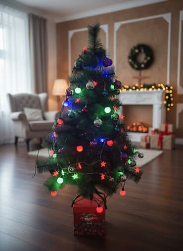 LED işıqlı yeni il ağacı - Kompakt ölçülü süni şam ağacı, ev və