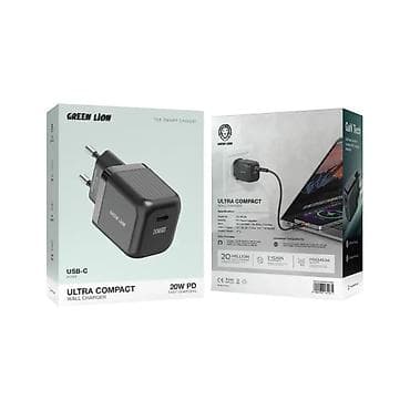 telefon adaptor: Kateqoriya: Adapterlər Brend: Green Lion Model: GaN Wall 20W USB‑C + — 1