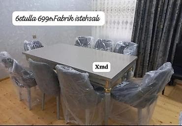 Qonaq otağı üçün, Dördbucaq masa, 6 stul