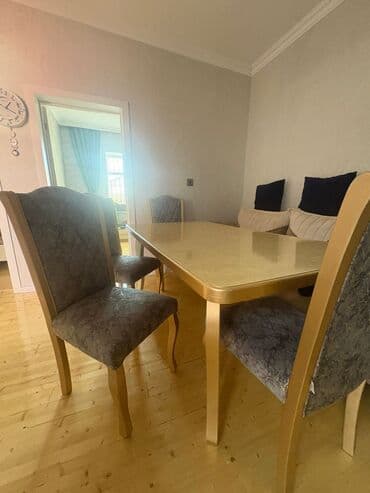 işlenmiş metbex mebeli gence: Qonaq otağı üçün, İşlənmiş, Açılmayan, Oval masa, 6 stul — 4