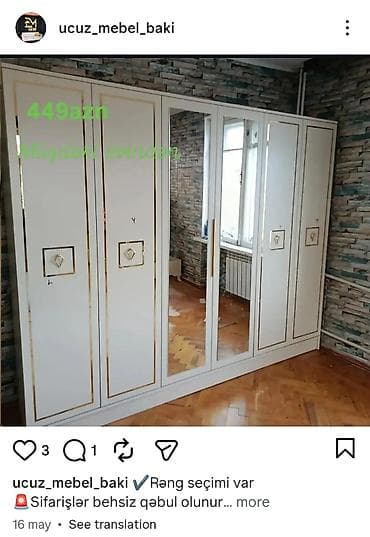 Ağ rəngli, klassik üslubda 5 qapılı geyim dolabı. Orta hissədə 2 ədəd lalafo.az -da Ağ rəngli, klassik üslubda 5 qapılı geyim dolabı. Orta hissədə 2 ədəd