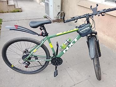 velosiped kameri: MTB tipli şəhər/dağ velosipedi – yaşıl gövdə, NX7 brend işarələri — 3