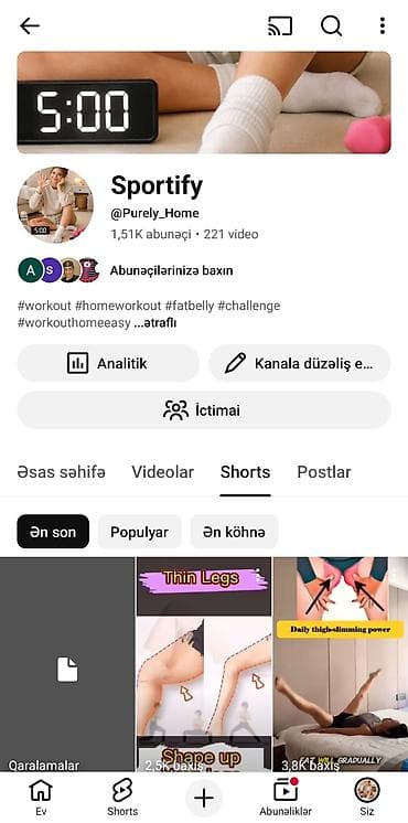 Kosmetika: Sportify – evdə idman üçün youtube kanalı satılır. Məhsul/xidmət: Ev — 1