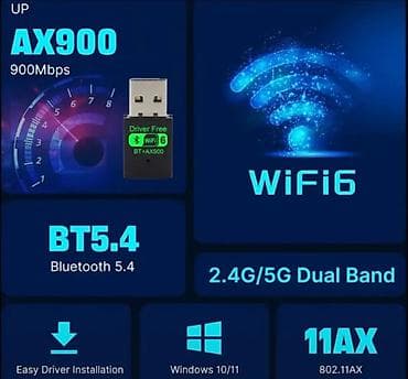 notebook hp: USB Wi‑Fi + Bluetooth Adapter – AX900 + BT5.4 Xüsusiyyətlər: - Wi‑Fi — 4