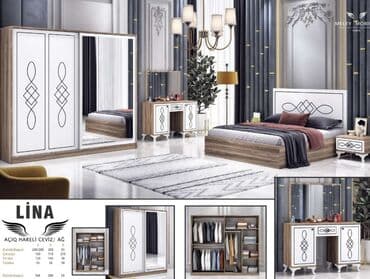 Masalar və oturacaqlar: İkinəfərlik çarpayı, Dolab, Termo, 2 tumba, Yeni — 1